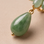 Jade Flower Earrings with Teardrop Detachable Drop - 图片 4