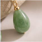 Square and Teardrop Jade Two-Stone Earrings - 图片 6