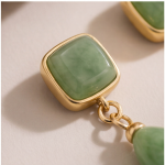 Square and Teardrop Jade Two-Stone Earrings - 图片 4