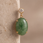 Oval Jade Drop Earrings with Brilliant Stud Top - 图片 6