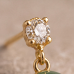 Oval Jade Drop Earrings with Brilliant Stud Top - 图片 5