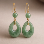 Open Jade Teardrop Hook Earrings with Bead Accent - 图片 10