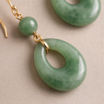 Open Jade Teardrop Hook Earrings with Bead Accent - 图片 5