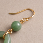 Open Jade Teardrop Hook Earrings with Bead Accent - 图片 3