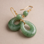 Open Jade Teardrop Hook Earrings with Bead Accent - 图片 4