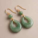 Open Jade Teardrop Hook Earrings with Bead Accent