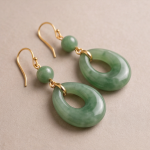 Open Jade Teardrop Hook Earrings with Bead Accent - 图片 8