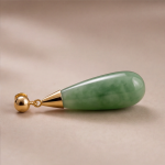Elongated Jade Teardrop Earrings with Gold Cone Cap - 图片 4