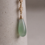 Chalcedony Briolette Threader Earrings with Floral Pave - 图片 3