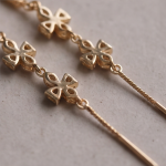 Chalcedony Briolette Threader Earrings with Floral Pave - 图片 6