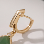 Kite-Set Square Jade Huggie Drop Earrings - 图片 7