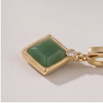Kite-Set Square Jade Huggie Drop Earrings - 图片 4