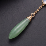 Mismatched Green Aventurine and Moonstone Drop Earrings in Rose Gold Tone - Image 9