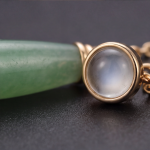 Mismatched Green Aventurine and Moonstone Drop Earrings in Rose Gold Tone - Image 7