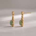 Oval Green Jade Earrings in Sculpted Open Gold-Tone Frame - 图片 7