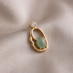 Oval Green Jade Earrings in Sculpted Open Gold-Tone Frame - 图片 9