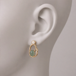 Oval Green Jade Earrings in Sculpted Open Gold-Tone Frame - 图片 2