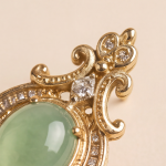Vintage-Style Pale Green Jade and Pearl Drop Earrings with Cubic Zirconia Halo - Image 4