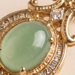 Vintage-Style Pale Green Jade and Pearl Drop Earrings with Cubic Zirconia Halo - Image 8