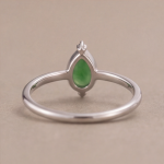 Pear-Shaped Jade Cabochon Ring in Rhodium-Plated Sterling Silver - 图片 3