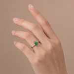 Pear-Shaped Jade Cabochon Ring in Rhodium-Plated Sterling Silver - 图片 6