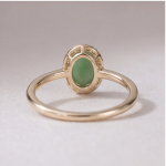 Large Oval Jade Cabochon Halo Ring with Split Shank in Gold Tone - Image 4