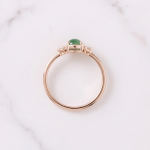 Round Jade Cabochon Ring with Cubic Zirconia Clusters in Rose Gold Tone - Image 3
