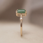 Emerald-Cut Jade Ring with Milgrain Frame in Rose Gold Tone - Image 7