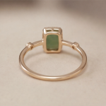 Emerald-Cut Jade Ring with Milgrain Frame in Rose Gold Tone - Image 4