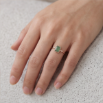 Emerald-Cut Jade Ring with Milgrain Frame in Rose Gold Tone - Image 2