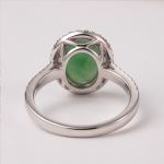 Oval Jade Double Halo Ring in Rhodium-Plated Sterling Silver - 图片 8