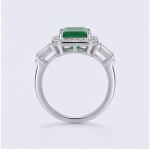 Emerald-Cut Green Agate Deco Ring in Rhodium-Plated Sterling Silver - Image 6