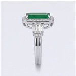 Emerald-Cut Green Agate Deco Ring in Rhodium-Plated Sterling Silver - Image 3