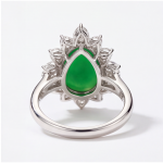 Pear Jade Cabochon Starburst Ring in Rhodium-Plated Sterling Silver - 图片 7
