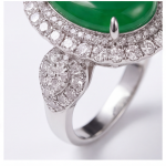 Oval Jade Double Halo Cocktail Ring in Rhodium-Plated Sterling Silver - Image 8