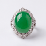 Vintage Filigree Jade Cocktail Ring in Rhodium-Plated Sterling Silver - Image 9
