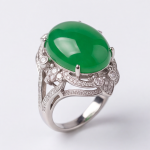 Vintage Filigree Jade Cocktail Ring in Rhodium-Plated Sterling Silver