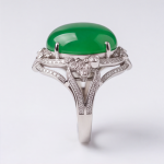 Vintage Filigree Jade Cocktail Ring in Rhodium-Plated Sterling Silver - Image 6