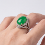 Vintage Filigree Jade Cocktail Ring in Rhodium-Plated Sterling Silver - Image 8
