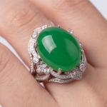 Vintage Filigree Jade Cocktail Ring in Rhodium-Plated Sterling Silver - Image 2