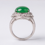 Vintage Filigree Jade Cocktail Ring in Rhodium-Plated Sterling Silver - Image 3