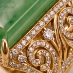 Emerald-Cut Jade Signet-Style Ring with Scrollwork in Gold Tone - Image 9