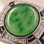 val Jade Deco Ring with Black Enamel Inlay in Rhodium-Plated Sterling Silver - Image 10
