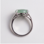 Jade Donut Ring with Tapered Pave Shoulders in Rhodium-Plated Sterling Silver - Image 7