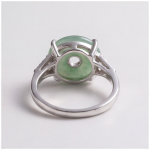 Jade Donut Ring with Tapered Pave Shoulders in Rhodium-Plated Sterling Silver - Image 4