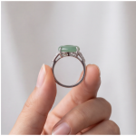 Jade Donut Ring with Tapered Pave Shoulders in Rhodium-Plated Sterling Silver - Image 5