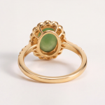 Oval Green Jade Cabochon Halo Ring in Gold Tone - 图片 7