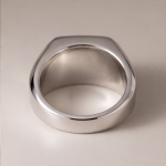 Men's Square Green Jade Signet Ring with Baguette Cubic Zirconia in Sterling Silver - Image 9