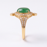 Round Green Jade Halo Pendant Necklace in Gold Tone - 图片 6