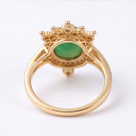 Round Green Jade Halo Pendant Necklace in Gold Tone - 图片 7